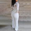 V-neck Plus Size Wide Leg Long Pants Office Lady Jumpsuits - Image 3