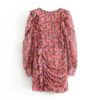 Vintage Floral Print O Neck Ruffle Mini Dress - Image 2