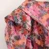 Vintage Floral Print O Neck Ruffle Mini Dress - Image 4