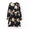 Vintage Floral Print V Neck Mini Dress - Image 2