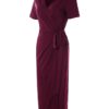 Waist Tie V Neck Short Sleeve Casual Wrapped Long Maxi Dress - Image 2