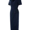 Waist Tie V Neck Short Sleeve Casual Wrapped Long Maxi Dress - Image 5