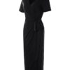 Waist Tie V Neck Short Sleeve Casual Wrapped Long Maxi Dress - Image 8