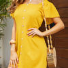 Square Neck Cotton Blend Beach Dress - Image 2