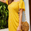 Square Neck Cotton Blend Beach Dress - Image 3