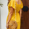 Square Neck Cotton Blend Beach Dress - Image 4