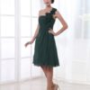 A-line Flower Chiffon Knee-Length Bridesmaid Dress with One-Shoulder - Image 3