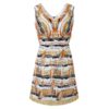 Abstract art print Tassel Beading Sleeveless Vintage Mini dress