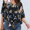 Blouse Printed Knotted V Neck Half Sleeves Tops - Image 4