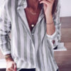 Blouse Stripes Turndown Collar Casual Tops - Image 2