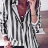 Blouse Stripes Turndown Collar Casual Tops - Image 3