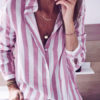 Blouse Stripes Turndown Collar Casual Tops - Image 4