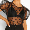 Blouse Tulle Polka Dot Short Sleeves Tops