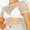 Blouse Tulle Polka Dot Short Sleeves Tops - Image 3