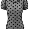 Blouse Tulle Polka Dot Short Sleeves Tops - Image 5