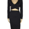 Bodycon Long Sleeves Sexy V Neck Cut Out Sheath Dress - Image 2