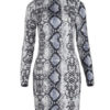 Bodycon Printed Long Sleeves Sexy Jewel Neck Midi Sheath Dress - Image 3