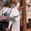 Bodycon Short Sleeves Lace Up Sexy Strapless Backless Sheath Dress - Image 4