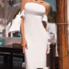 Bodycon Short Sleeves Lace Up Sexy Strapless Backless Sheath Dress - Image 5