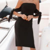 Bodycon Short Sleeves Lace Up Sexy Strapless Backless Sheath Dress - Image 10