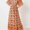 Boho Floral Print V Neck Maxi Dresses - Image 4