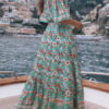 Boho Floral Print V Neck Maxi Dresses - Image 6