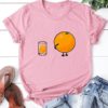 Cartoon Orange Print Short Sleeve Daily Casual T-shirt - Image 2