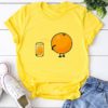 Cartoon Orange Print Short Sleeve Daily Casual T-shirt - Image 3