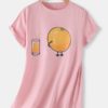 Cartoon Orange Print Short Sleeve Daily Casual T-shirt - Image 4