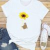 Casual Cartoon Sunflower Printed Short Sleeve O-neck T-Shirt - Image 4