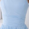 Chiffon Bridesmaid Dress Short Sleeveless Wedding Party Dress Ruched Prom Dress - Image 7