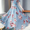 Chiffon Floral V Neck Long Maxi Dresses