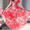 Chiffon Floral V Neck Long Maxi Dresses - Image 3