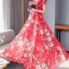 Chiffon Floral V Neck Long Maxi Dresses - Image 5