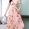Chiffon Jewel Neck Swing Floral Maxi Dress - Image 3