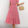 Ditsy Floral Short Sleeves Jewel Neck Maxi Dresses