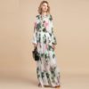 Elegant Flowers Print Long Sleeve Maxi Dress - Image 2