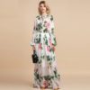 Elegant Flowers Print Long Sleeve Maxi Dress - Image 3