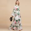 Elegant Flowers Print Long Sleeve Maxi Dress - Image 5