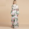 Elegant Flowers Print Long Sleeve Maxi Dress - Image 6