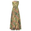 Elegant High Waist Banana Leaf Print Tank Maxi Dress