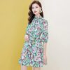Elegant Ruffles Lantern Sleeve Floral Print Vintage Mini Dress - Image 2
