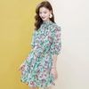 Elegant Ruffles Lantern Sleeve Floral Print Vintage Mini Dress - Image 4