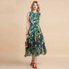 Elegant Sleeveless High waist Vintage Animal Jungle Floral Print Holiday Dress
