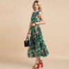 Elegant Sleeveless High waist Vintage Animal Jungle Floral Print Holiday Dress - Image 2