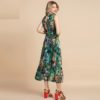 Elegant Sleeveless High waist Vintage Animal Jungle Floral Print Holiday Dress - Image 4