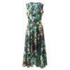 Elegant Sleeveless High waist Vintage Animal Jungle Floral Print Holiday Dress - Image 6