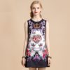 Fashion Designer Floral Print Beading Mini Dress