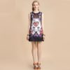 Fashion Designer Floral Print Beading Mini Dress - Image 2