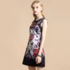 Fashion Designer Floral Print Beading Mini Dress - Image 4